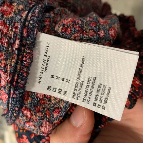 American Eagle pink and red tie front paperbag waist flowy pants - Picture 9 of 9